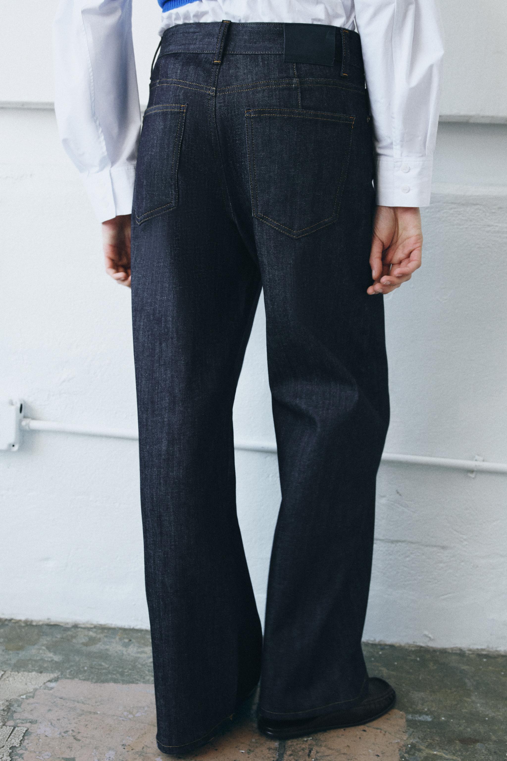 ZW COLLECTION RELAXED PLEATED MID-RISE JEANS